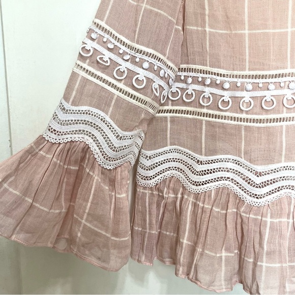 Jonathan Simkhai Voile Grid Top in Pink Embroidered Lace, Small - Picture 9 of 16